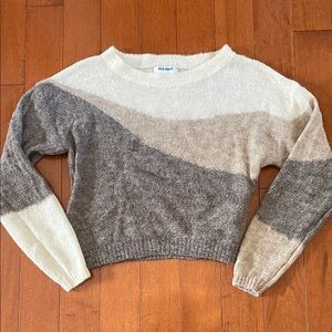 Old Navy Women's Sweater - Gray, Cream, and Brown